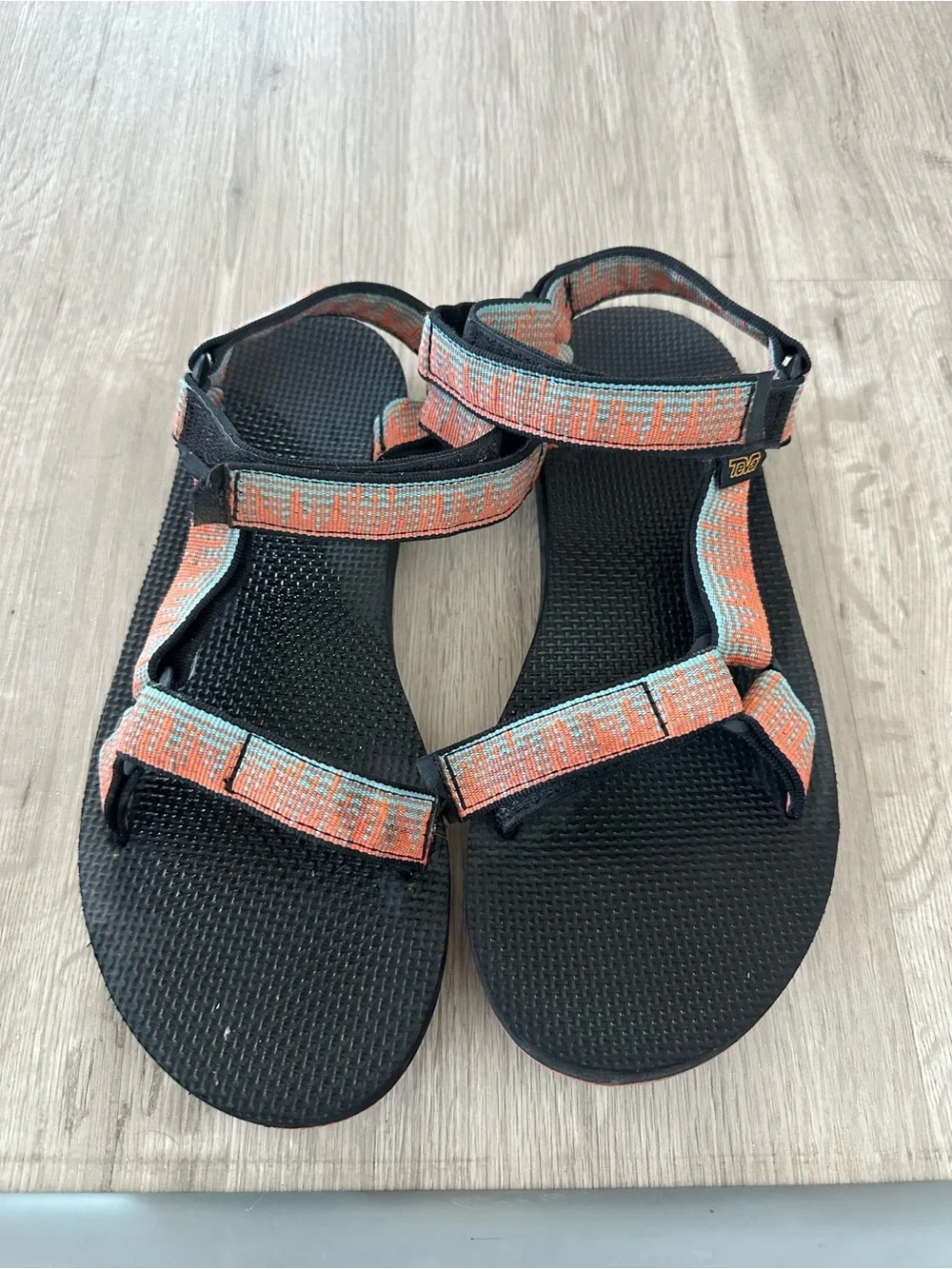 Teva Sporty Strappy Sandals with Coral & Aqua Webbing